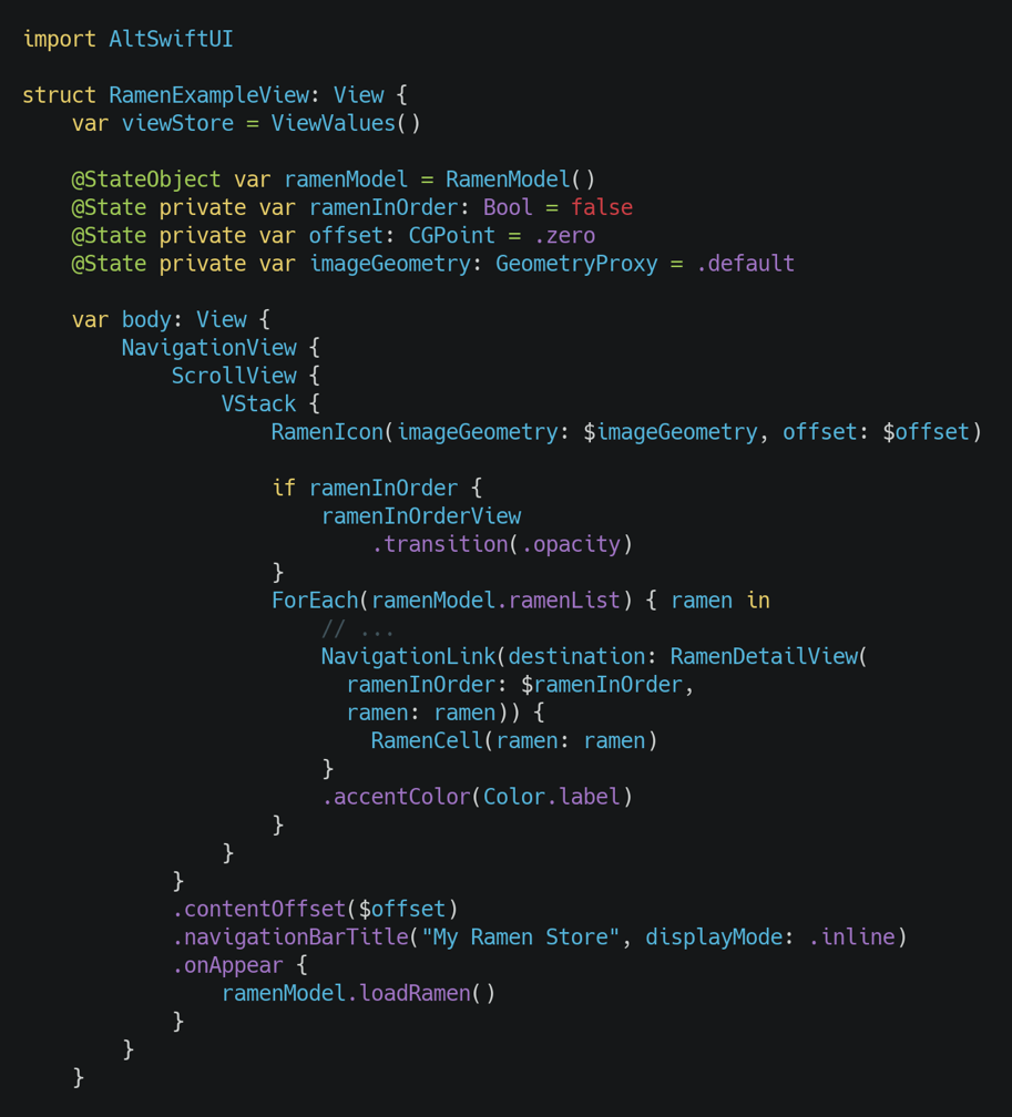 AltSwiftUI code sample
